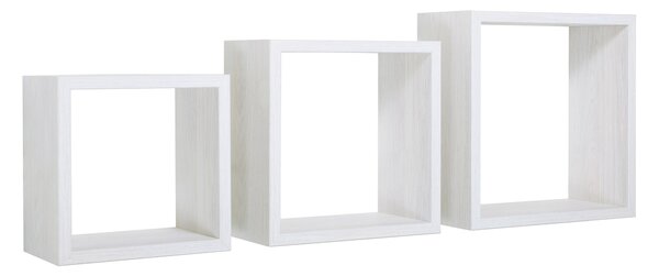 Set 3 Mensole da Parete Cubo in Fibra di Legno Incubo Rovere Sbiancato