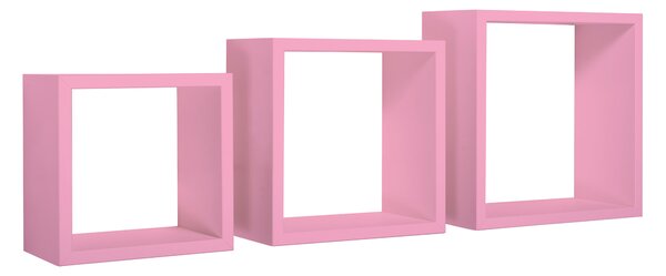 Set 3 Mensole da Parete Cubo in Fibra di Legno Incubo Rosa Blush