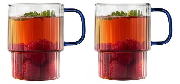 Tazze in set per cappuccino blu in vetro 2 pz 350 ml Livio – Vialli Design