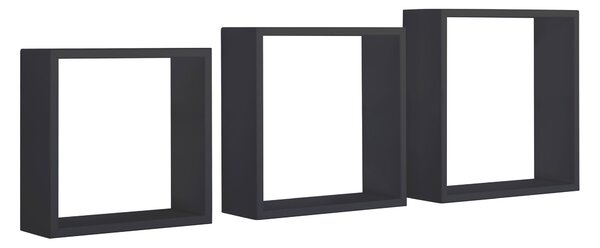 Set 3 Mensole da Parete Cubo in Fibra di Legno Incubo Slim Nero