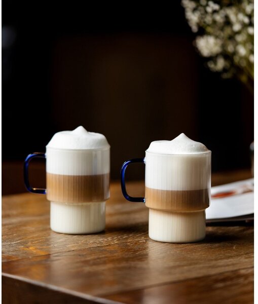 Tazze in set per cappuccino blu in vetro 2 pz 350 ml Livio – Vialli Design