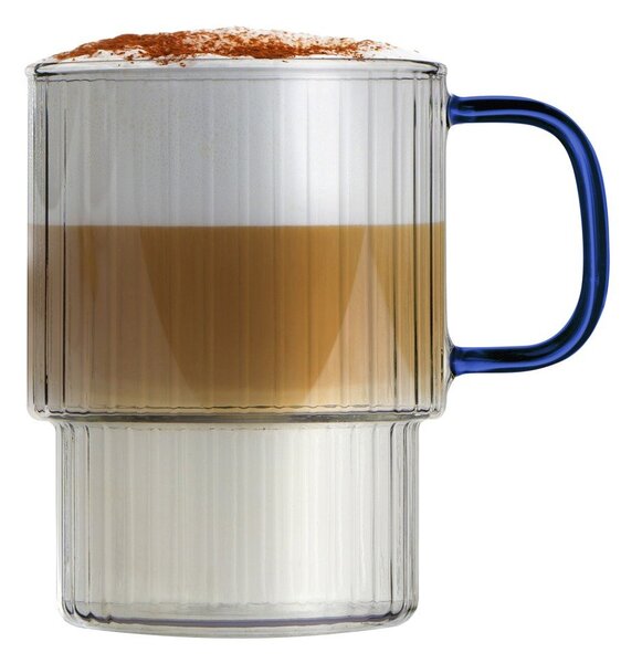 Tazze in set per cappuccino blu in vetro 2 pz 350 ml Livio – Vialli Design
