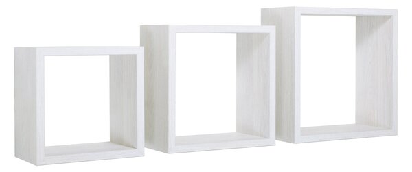 Set 3 Mensole da Parete Cubo in Fibra di Legno Incubo Rovere Sbiancato
