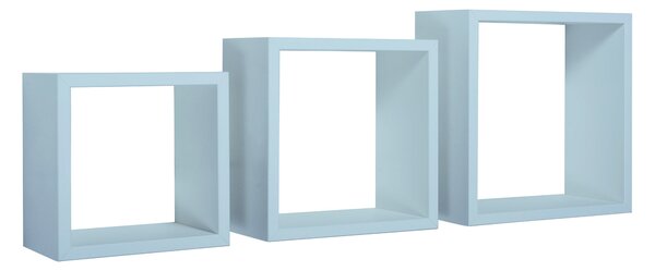 Set 3 Mensole da Parete Cubo in Fibra di Legno Incubo Blu Baltico