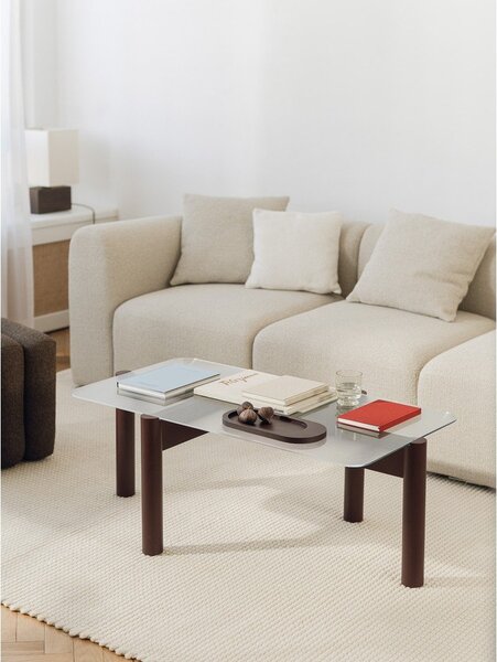 Tavolino da salotto burgundy con piano in vetro 55x105 cm Kob – noo.ma
