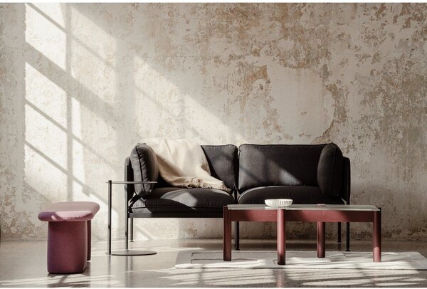 Tavolino da salotto burgundy con piano in vetro 55x105 cm Kob – noo.ma