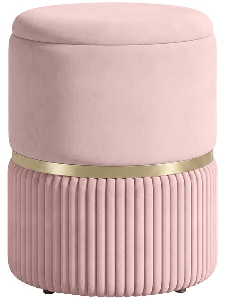 HOMCOM Pouf Poggiapiedi Contenitore in Velluto a Coste, per Soggiorno e Camera, 36x36x44 cm, Rosa | Aosom Italy