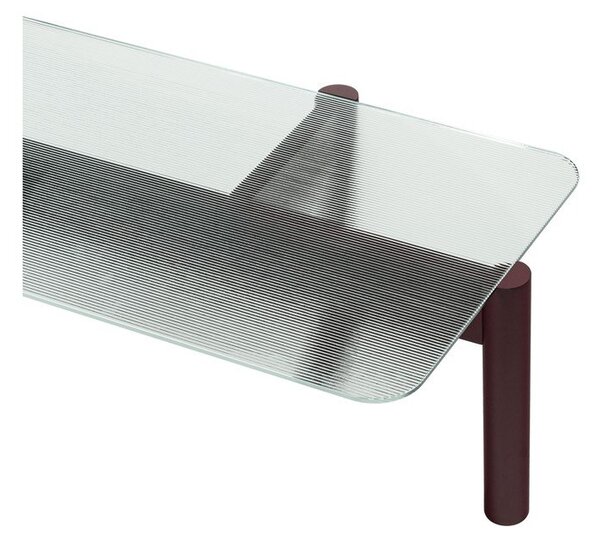 Tavolino da salotto burgundy con piano in vetro 55x105 cm Kob – noo.ma