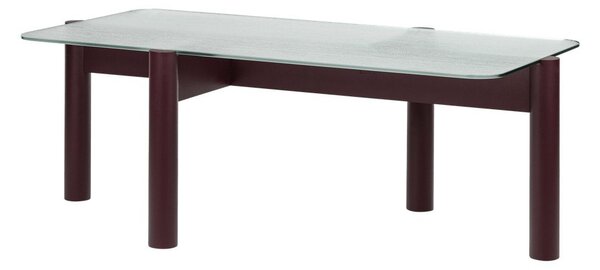 Tavolino da salotto burgundy con piano in vetro 55x105 cm Kob – noo.ma