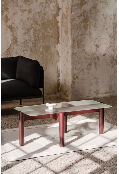 Tavolino da salotto burgundy con piano in vetro 55x105 cm Kob – noo.ma
