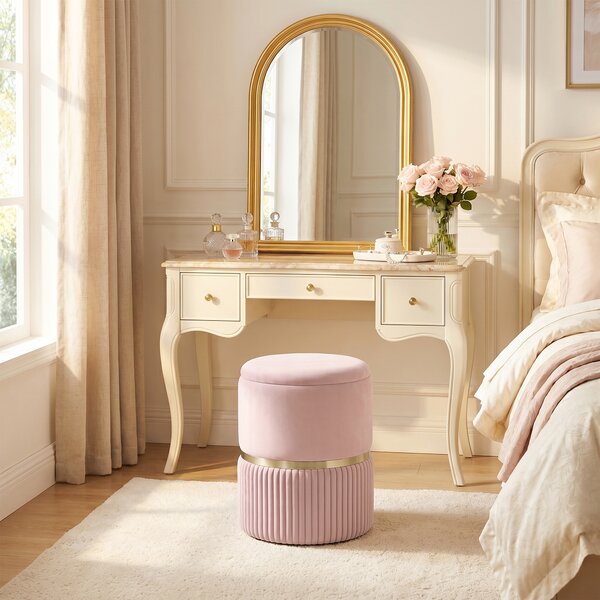HOMCOM Pouf Poggiapiedi Contenitore in Velluto a Coste, per Soggiorno e Camera, 36x36x44 cm, Rosa | Aosom Italy