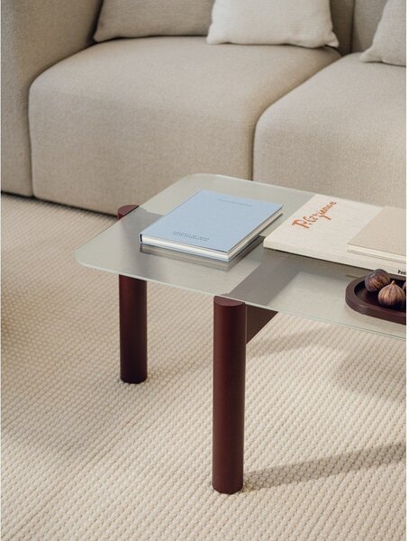 Tavolino da salotto burgundy con piano in vetro 55x105 cm Kob – noo.ma