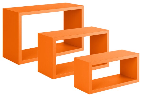 Set 3 Mensole da Parete Rettangolare in Fibra di Legno Trittico Arancio