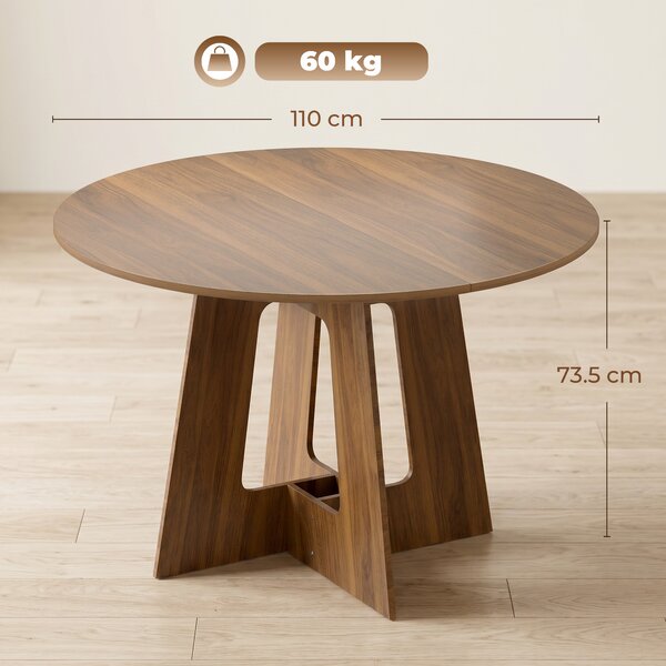 HOMCOM Tavolo da Pranzo Rotondo per 4 Persone, Tavolo da Cucina con Base a Croce, Ø110x73,5 cm, Marrone | Aosom Italy