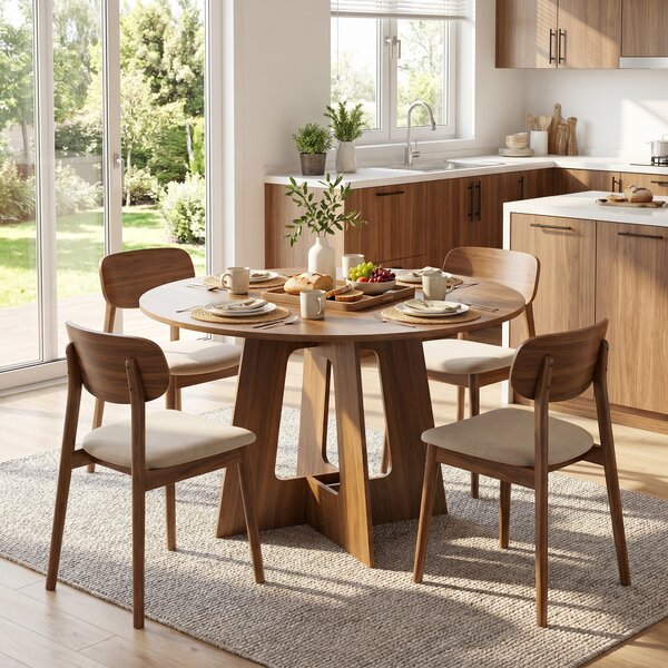 HOMCOM Tavolo da Pranzo Rotondo per 4 Persone, Tavolo da Cucina con Base a Croce, Ø110x73,5 cm, Marrone | Aosom Italy