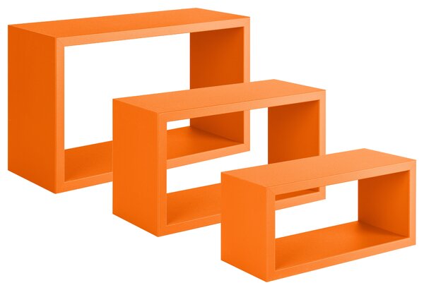 Set 3 Mensole da Parete Rettangolare in Fibra di Legno Trittico Arancio