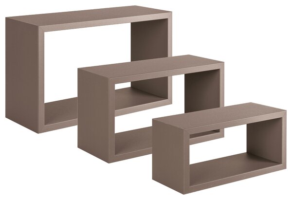 Set 3 Mensole da Parete Rettangolare in Fibra di Legno Trittico Marrone Talpa