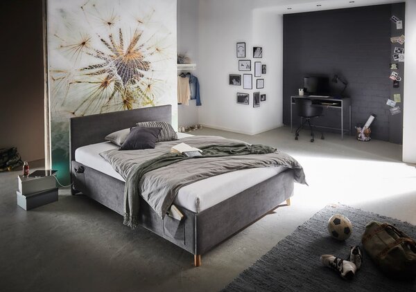 Letto da bambini color antracite imbottito rete non inclusa 90x200 cm Cool – Meise Möbel