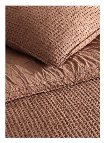Set copripiumino e federa marrone in cotone renforcé per letto singolo 140x200 cm Waffle Striped – Mila Home Luxury