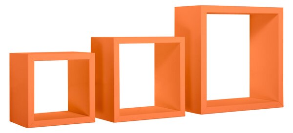 Set 3 Mensole da Parete Cubo in Fibra di Legno Rubic Arancio