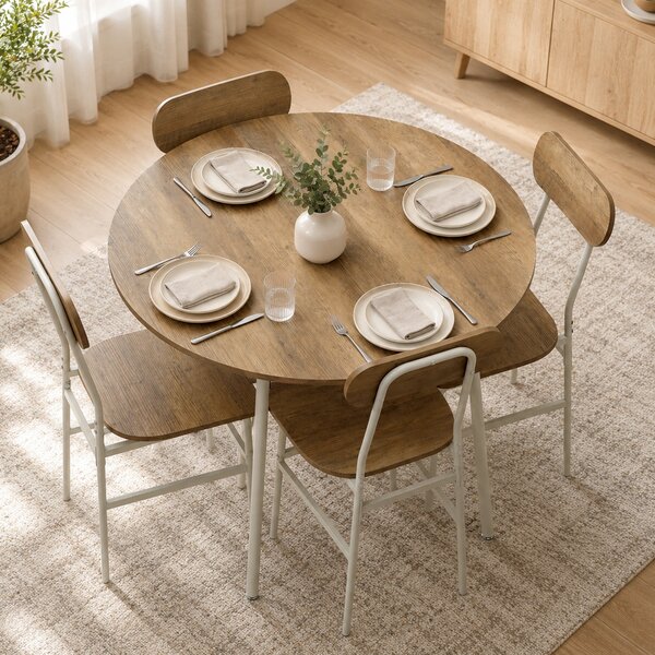 HOMCOM Set Tavolo da Pranzo con 4 Sedie, Tavolo Cucina con Sedie per 4 Persone, Struttura in Metallo, Naturale | Aosom Italy