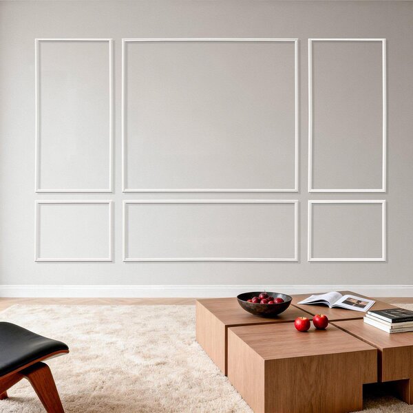 Set di modanature in stucco - Modanature da parete/modanature decorative Confezione da 3 - Polistirolo verniciabile - Lunghezze diverse 60,96-90,93 cm - Per pareti in soggiorno e camera da letto - Bianco
