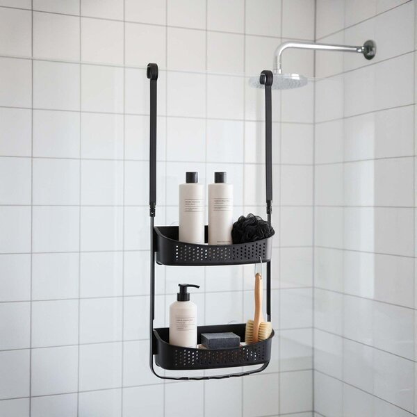 Mensola da bagno da appendere nera opaca in plastica Vesper – douceur d'intérieur