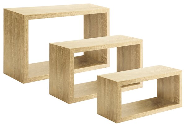 Set 3 Mensole da Parete Rettangolare in Fibra di Legno Trittico Rovere Sagerau