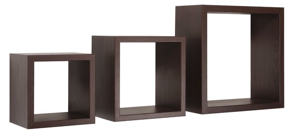 Set 3 Mensole da Parete Cubo in Fibra di Legno Rubic Wengè