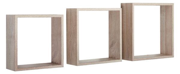 Set 3 Mensole da Parete Cubo in Fibra di Legno Incubo Slim Rovere Sagerau