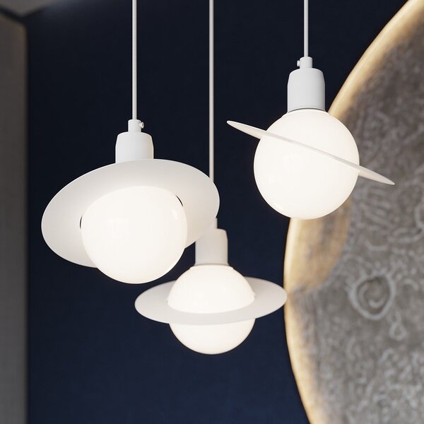 Lampadario per bambini bianco con paralume in vetro ø 20 cm Mab – Sollux