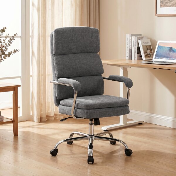 HOMCOM Sedia da Scrivania Regolabile in Altezza, Girevole a 360° per Lavoro da Casa, 65x72,5x118 cm, Grigio | Aosom Italy