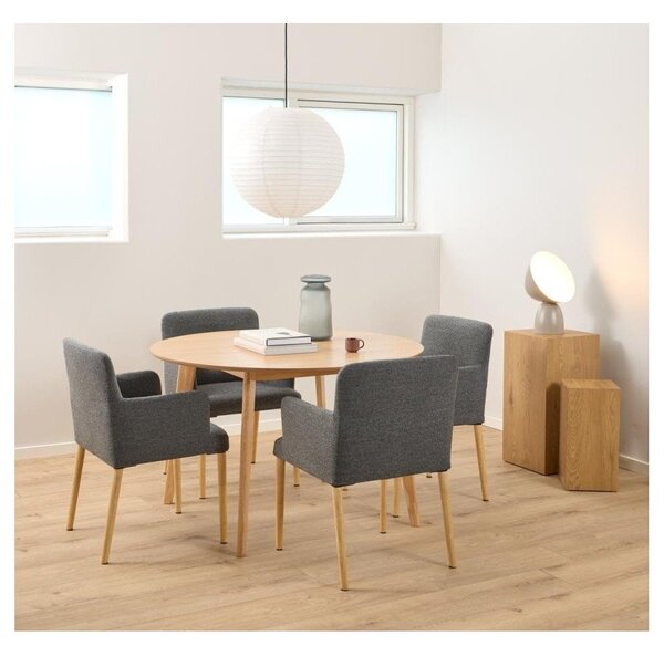 Sedia da pranzo grigia in imbottito con braccioli Zoe – Actona