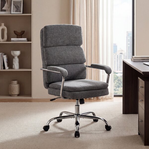 HOMCOM Sedia da Scrivania Regolabile in Altezza, Girevole a 360° per Lavoro da Casa, 65x72,5x118 cm, Grigio | Aosom Italy