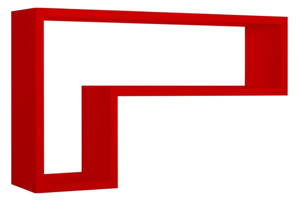 Mensola da Parete a Forma di L 61x37x15,5 cm in Fibra di Legno Lettera Rosso