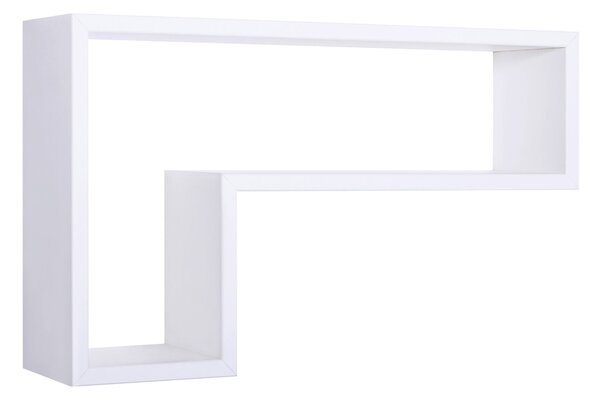 Mensola da Parete a Forma di L 61x37x15,5 cm in Fibra di Legno Lettera Bianco