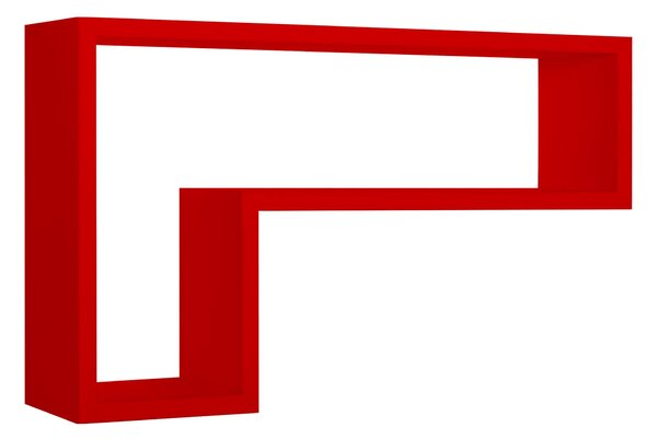 Mensola da Parete a Forma di L 61x37x15,5 cm in Fibra di Legno Lettera Rosso