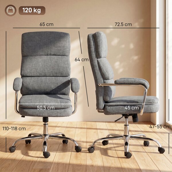 HOMCOM Sedia da Scrivania Regolabile in Altezza, Girevole a 360° per Lavoro da Casa, 65x72,5x118 cm, Grigio | Aosom Italy