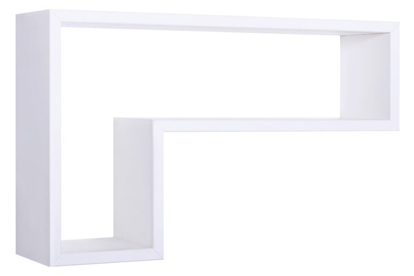 Mensola da Parete a Forma di L 61x37x15,5 cm in Fibra di Legno Lettera Bianco