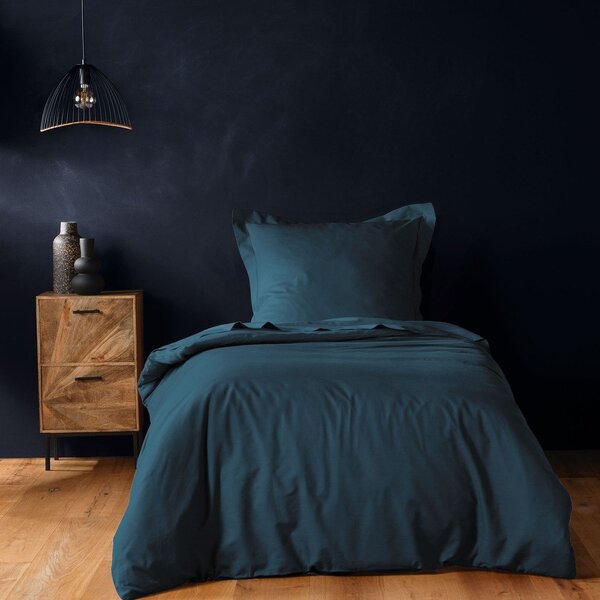 Copripiumino color petrolio in cotone per letto singolo 140x200 cm Lina – douceur d'intérieur