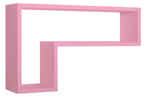 Mensola da Parete a Forma di L 61x37x15,5 cm in Fibra di Legno Lettera Rosa Blush