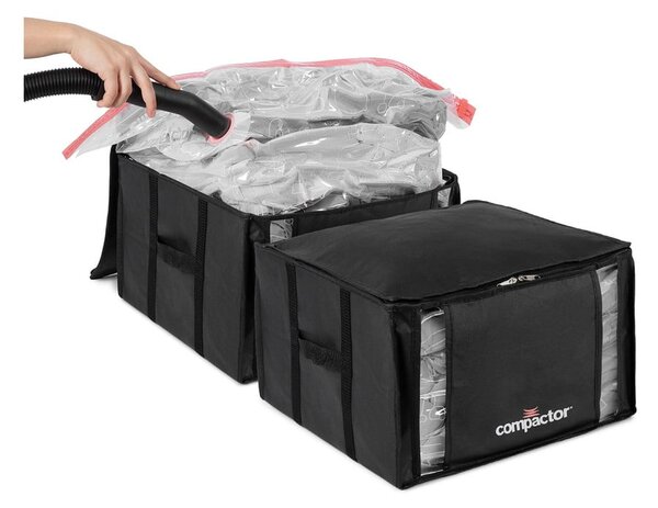 Set di organizer per vestiti sottovuoto/rinforzati in tessuto 2 pz 42x25x25 cm Black Edition – Compactor