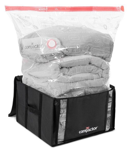 Set di organizer per vestiti sottovuoto/rinforzati in tessuto 2 pz 42x25x25 cm Black Edition – Compactor