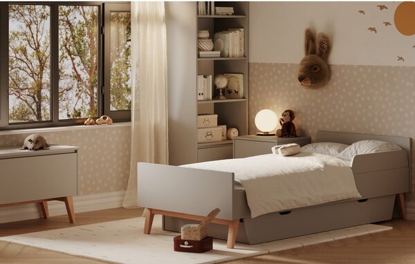 Cassetto grigio sotto il letto per bambini 90x200 cm Swing - Pinio