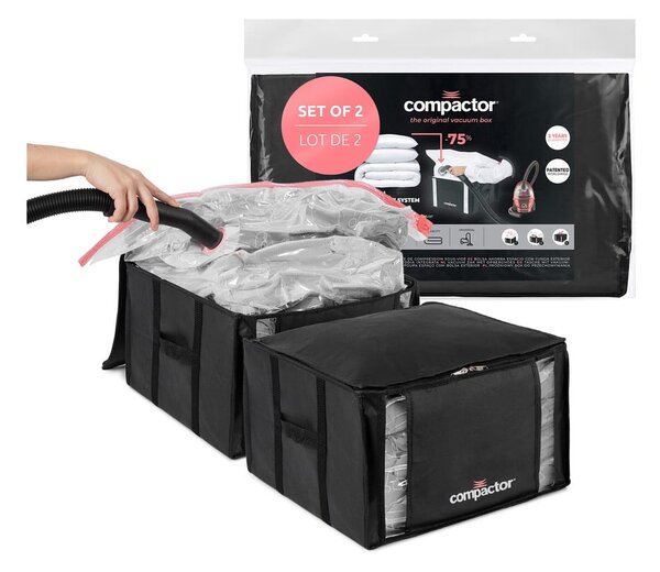 Set di organizer per vestiti sottovuoto/rinforzati in tessuto 2 pz 42x25x25 cm Black Edition – Compactor
