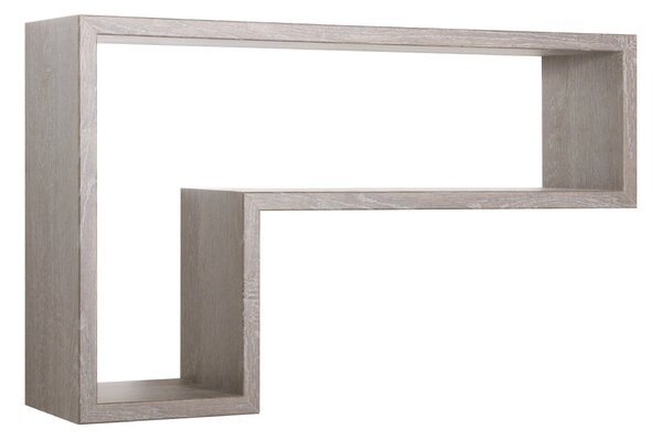Mensola da Parete a Forma di L 61x37x15,5 cm in Fibra di Legno Lettera Rovere Grigio New