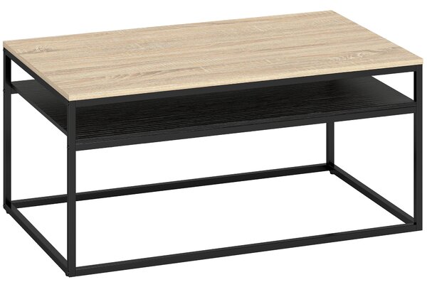 HOMCOM Tavolino Moderno, Stile Industriale, con 2 Ripiani e Piedini Regolabili, 100x59,8x47 cm, Rovere | Aosom Italy
