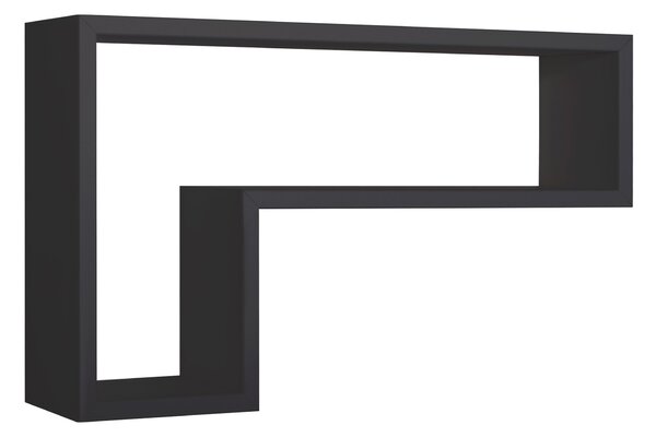 Mensola da Parete a Forma di L 61x37x15,5 cm in Fibra di Legno Lettera Nero