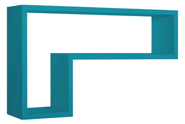 Mensola da Parete a Forma di L 61x37x15,5 cm in Fibra di Legno Lettera Blu Atollo