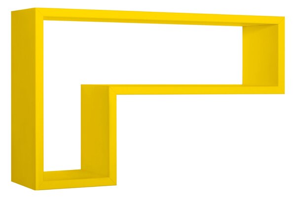 Mensola da Parete a Forma di L 61x37x15,5 cm in Fibra di Legno Lettera Giallo Canarino